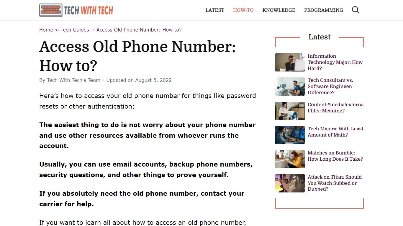 Access Old Phone Number: How to? (Do This ASAP) - Tech With Tech